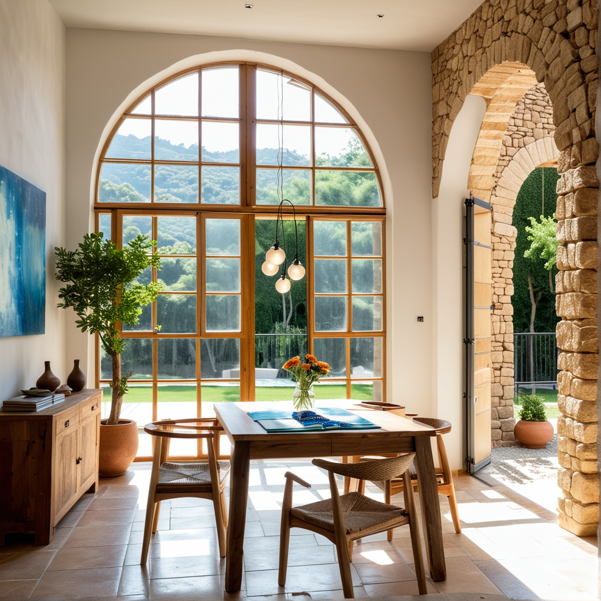 Creando un Refugio Mediterráneo: Diseño de Estudio de Arte en Armonía con la Naturaleza